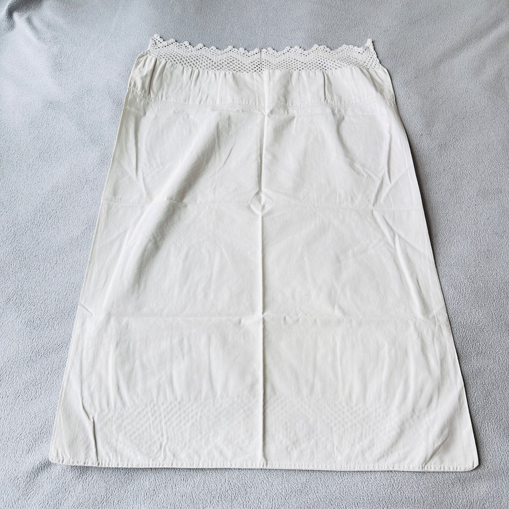 Vintage Pillowcase Crochet Trim Handmade Lace Cotton Single Cottagecore Home